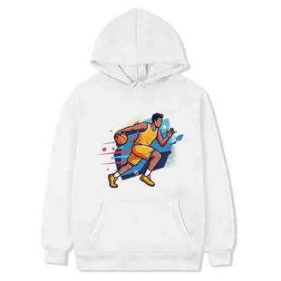 Basketball Player Printed Fleece Hooded Sweatshirt Print On Your Demand, Size:XXXL(White)