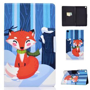 For Samsung Galaxy Tab A7 10.4 2020 T500 Colored Drawing Electric Pressed Horizontal Flip Leather Case, with Holder & Card Slots(Fox)