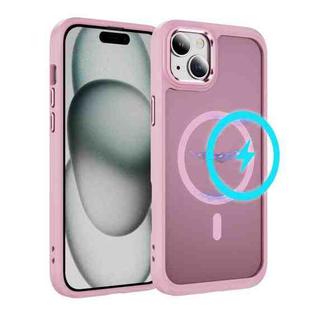 For iPhone 15 Plus / 14 Plus Hardware Lens Protection MagSafe Magnetic PC Hybrid TPU Phone Case(Pink)