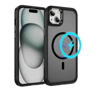 For iPhone 15 Plus / 14 Plus Hardware Lens Protection MagSafe Magnetic PC Hybrid TPU Phone Case(Black)