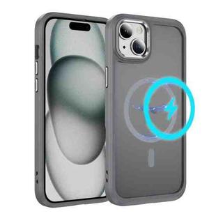 For iPhone 14 / 13 Hardware Lens Protection MagSafe Magnetic PC Hybrid TPU Phone Case(Grey)
