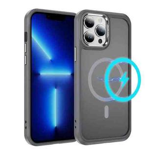 For iPhone 13 Pro Hardware Lens Protection MagSafe Magnetic PC Hybrid TPU Phone Case(Grey)
