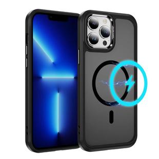 For iPhone 13 Pro Max Hardware Lens Protection MagSafe Magnetic PC Hybrid TPU Phone Case(Black)
