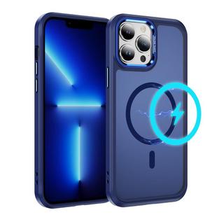 For iPhone 13 Pro Max Hardware Lens Protection MagSafe Magnetic PC Hybrid TPU Phone Case(Blue)