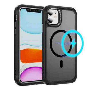 For iPhone 12 / 12 Pro Hardware Lens Protection MagSafe Magnetic PC Hybrid TPU Phone Case(Black)