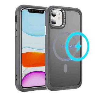 For iPhone 11 Hardware Lens Protection MagSafe Magnetic PC Hybrid TPU Phone Case(Grey)