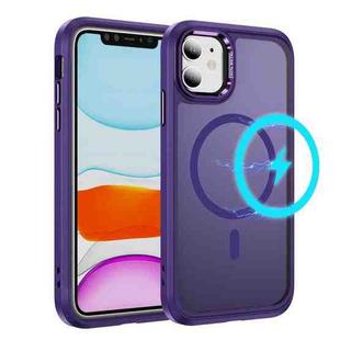 For iPhone 11 Hardware Lens Protection MagSafe Magnetic PC Hybrid TPU Phone Case(Purple)