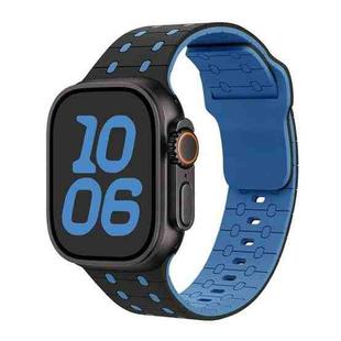 For Apple Watch 42mm / 41mm / 40mm / 38mm Three-color Reverse Buckle Silicone Watch Band(Black Blue)