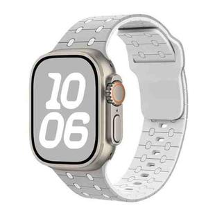 For Apple Watch 42mm / 41mm / 40mm / 38mm Three-color Reverse Buckle Silicone Watch Band(Grey White)