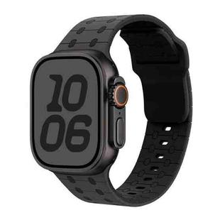 For Apple Watch 42mm / 41mm / 40mm / 38mm Three-color Reverse Buckle Silicone Watch Band(Coal Black)