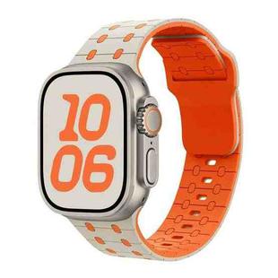 For Apple Watch 42mm / 41mm / 40mm / 38mm Three-color Reverse Buckle Silicone Watch Band(Starlight Orange)