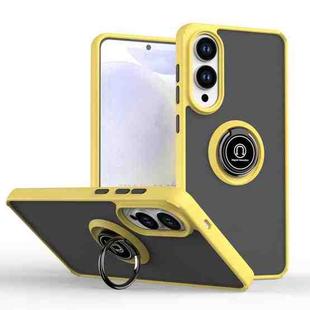 For Samsung Galaxy S25 Edge 5G Q Shadow 1 Series TPU + PC Phone Case with Ring(Yellow)