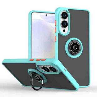 For Samsung Galaxy S25 Edge 5G Q Shadow 1 Series TPU + PC Phone Case with Ring(Sky Blue)