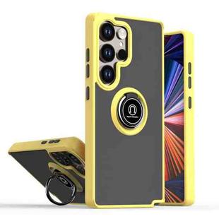 For Samsung Galaxy S25 Ultra 5G Q Shadow 1 Series TPU + PC Phone Case with Ring(Yellow)