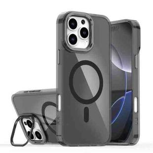 For iPhone 16 Pro Max Plating Gradient Discolor MagSafe Phone Case with Holder(Black)