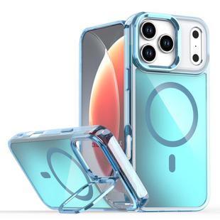 For iPhone 17 Pro Max Plating Gradient Discolor MagSafe Phone Case with Holder(Blue)
