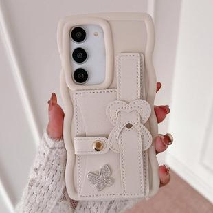 For Samsung Galaxy S20 FE Wristband Leather Love Holder Card Bag Phone Case(White)