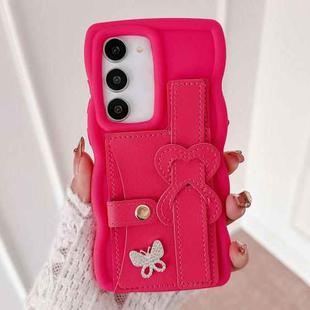 For Samsung Galaxy S23+ 5G Wristband Leather Love Holder Card Bag Phone Case(Rose Red)