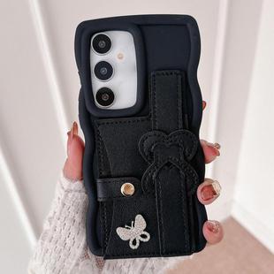 For Samsung Galaxy S24+ 5G Wristband Leather Love Holder Card Bag Phone Case(Black)