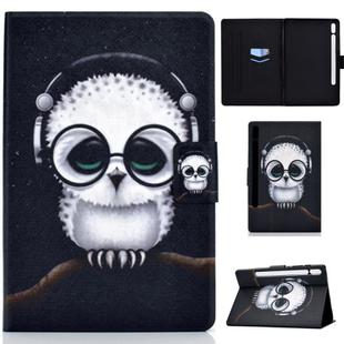 For Samsung Galaxy Tab S8 / Galaxy Tab S7 T870 Colored Drawing Horizontal Flip Leather Case with Holder & Card Slots & Sleep / Wake-up Function(White Owl)