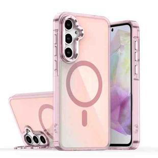 For Samsung Galaxy S23 FE 5G Plating Gradient Discolor MagSafe Phone Case with Holder(Pink)