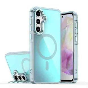 For Samsung Galaxy S23 FE 5G Plating Gradient Discolor MagSafe Phone Case with Holder(Blue)