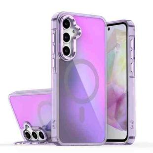 For Samsung Galaxy S23 FE 5G Plating Gradient Discolor MagSafe Phone Case with Holder(Purple)