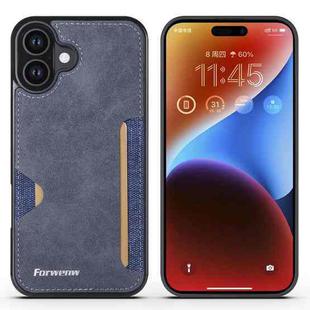 For iPhone 16 Forwenw F5 Series Integrated Card Bag Phone Case(Blue)