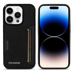 For iPhone 14 Pro Forwenw F5 Series Integrated Card Bag Phone Case(Black)