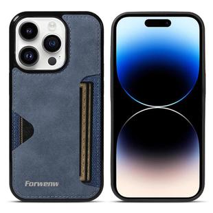 For iPhone 14 Pro Forwenw F5 Series Integrated Card Bag Phone Case(Blue)