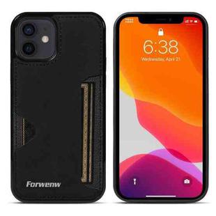 For iPhone 12 Forwenw F5 Series Integrated Card Bag Phone Case(Black)