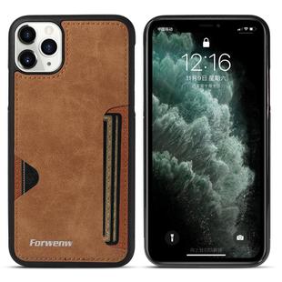 For iPhone 11 Pro Max Forwenw F5 Series Integrated Card Bag Phone Case(Brown)