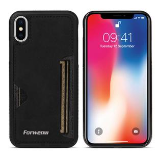 For iPhone X / XS Forwenw F5 Series Integrated Card Bag Phone Case(Black)