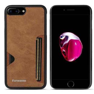 For iPhone 7 Plus / 8 Plus Forwenw F5 Series Integrated Card Bag Phone Case(Brown)
