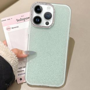 For iPhone 12 Pro Max Rhinestone-Embedded Camera Frame Glitter Full Coverage Phone Case(Green)