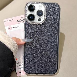 For iPhone 12 Pro Max Rhinestone-Embedded Camera Frame Glitter Full Coverage Phone Case(Black)