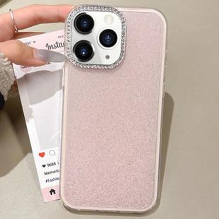 For iPhone 11 Pro Max Rhinestone-Embedded Camera Frame Glitter Full Coverage Phone Case(Pink)