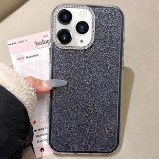 For iPhone 11 Pro Max Rhinestone-Embedded Camera Frame Glitter Full Coverage Phone Case(Black)