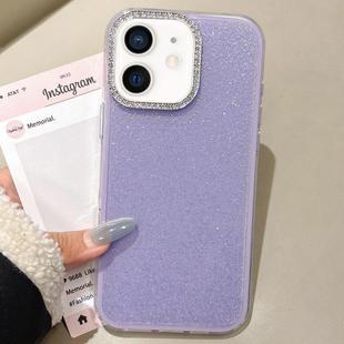 For iPhone 11 Rhinestone-Embedded Camera Frame Glitter Full Coverage Phone Case(Purple)