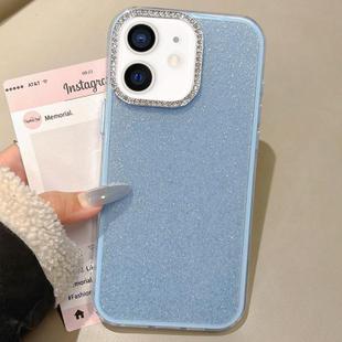 For iPhone 11 Rhinestone-Embedded Camera Frame Glitter Full Coverage Phone Case(Blue)
