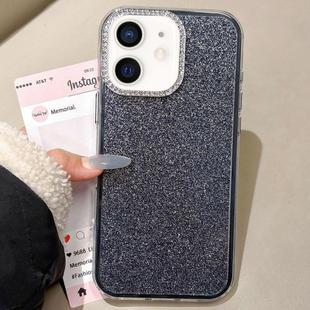 For iPhone 11 Rhinestone-Embedded Camera Frame Glitter Full Coverage Phone Case(Black)