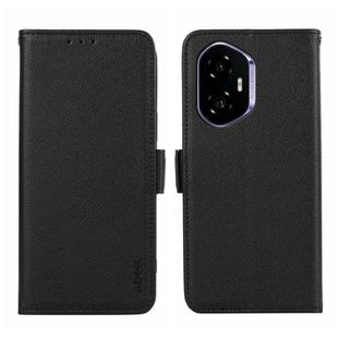 For Honor 400 ABEEL Side-Magnetic Litchi Pattern Leather RFID Phone Case(Black)