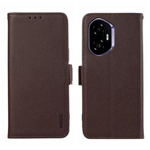 For Honor 400 ABEEL Side-Magnetic Litchi Pattern Leather RFID Phone Case(Brown)