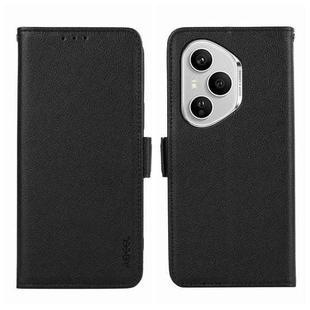 For Honor 400 Pro Global 160.8mm ABEEL Side-Magnetic Litchi Pattern Leather RFID Phone Case(Black)