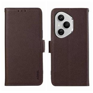 For Honor 400 Pro Global 160.8mm ABEEL Side-Magnetic Litchi Pattern Leather RFID Phone Case(Brown)