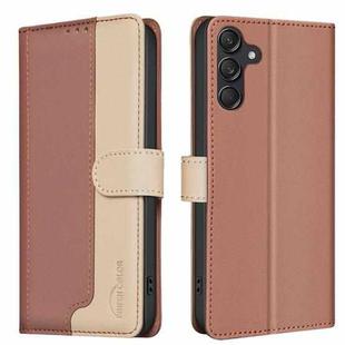 For Samsung Galaxy M36 5G Color Matching RFID Anti-theft Leather Phone Case(Brown)