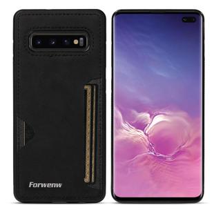For Samsung Galaxy S10+ Forwenw F5 Series Integrated Card Bag Phone Case(Black)