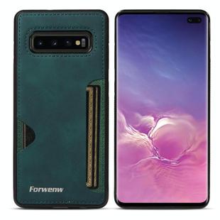 For Samsung Galaxy S10+ Forwenw F5 Series Integrated Card Bag Phone Case(Green)