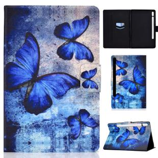 For Samsung Galaxy Tab S8 / Galaxy Tab S7 T870 Colored Drawing Horizontal Flip Leather Case with Holder & Card Slots & Sleep / Wake-up Function(Vintage Butterfly)