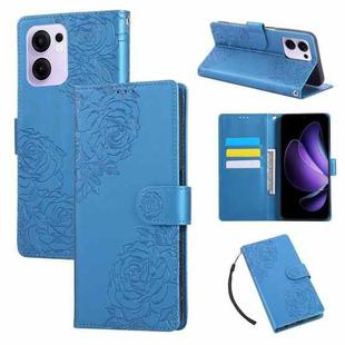 For OPPO Reno13 F 5G Global Rose Flower Embossed 3-Card Slots Leather Phone Case(Blue)